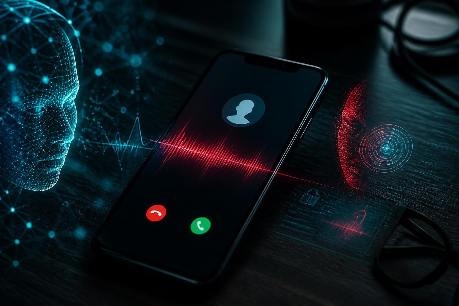 Cybrvault AI & Cybersecurity blog post illustration for "AI Voice Scams in 2026: How to Spot Deepfake Phone Calls Before They Drain Your Bank Account"