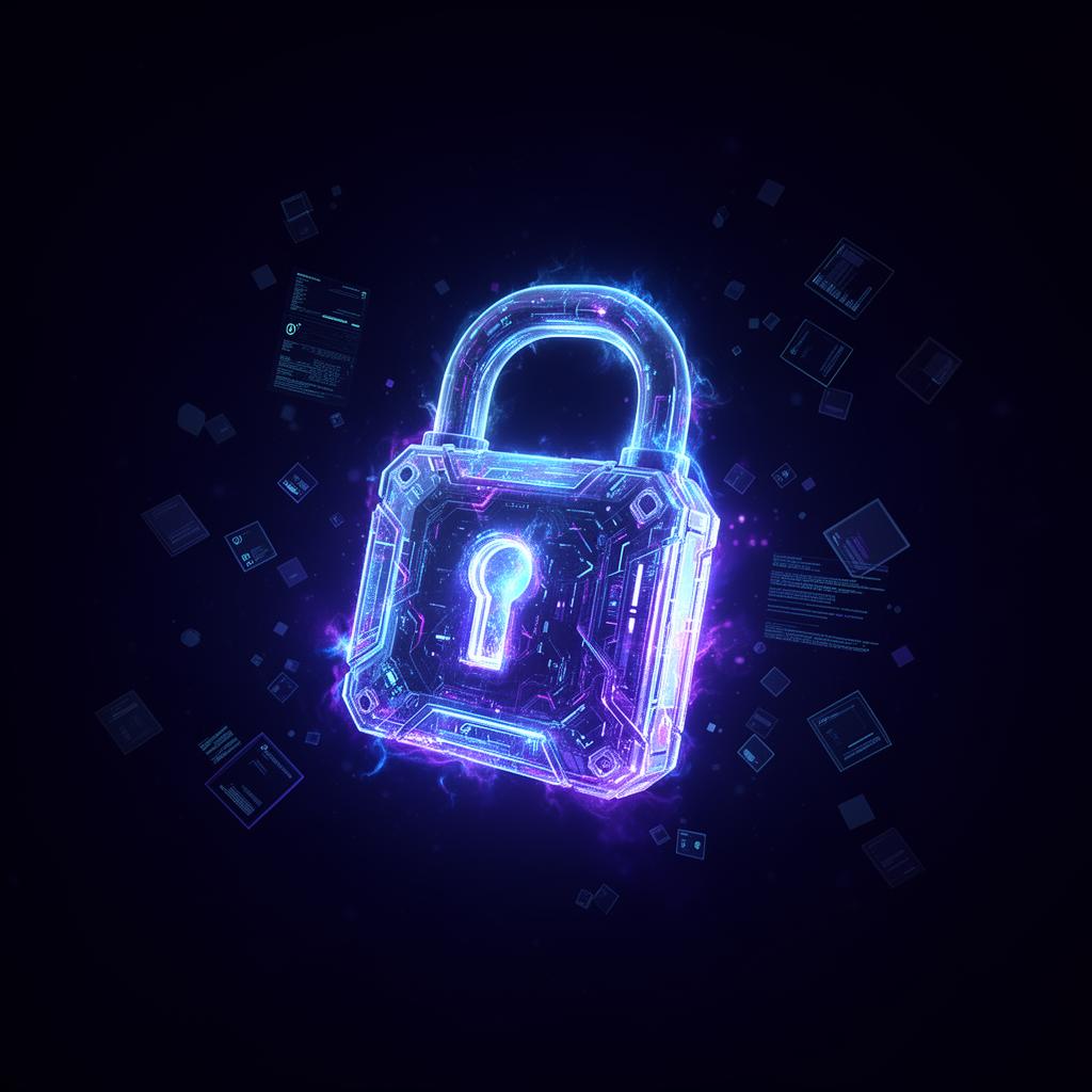 Glowing digital padlock representing personal device security