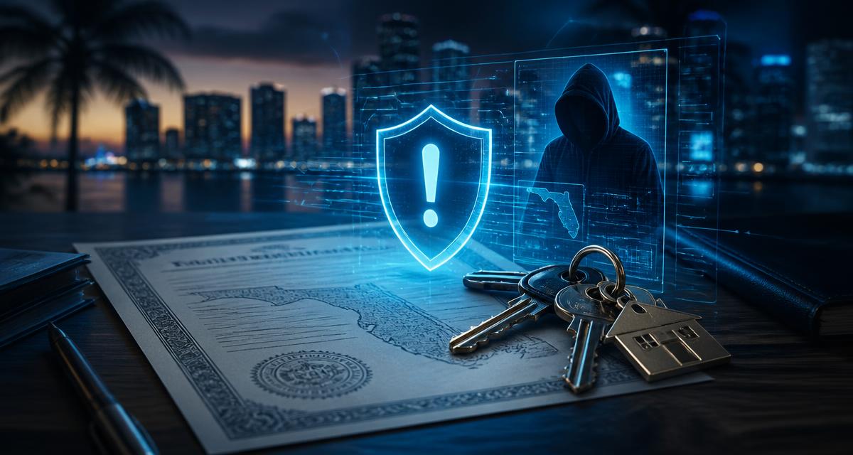 Cybrvault Home Security blog post illustration for "Home Title Theft in Miami (2026): How Deed Fraud Really Works and How to Protect Your Property"
