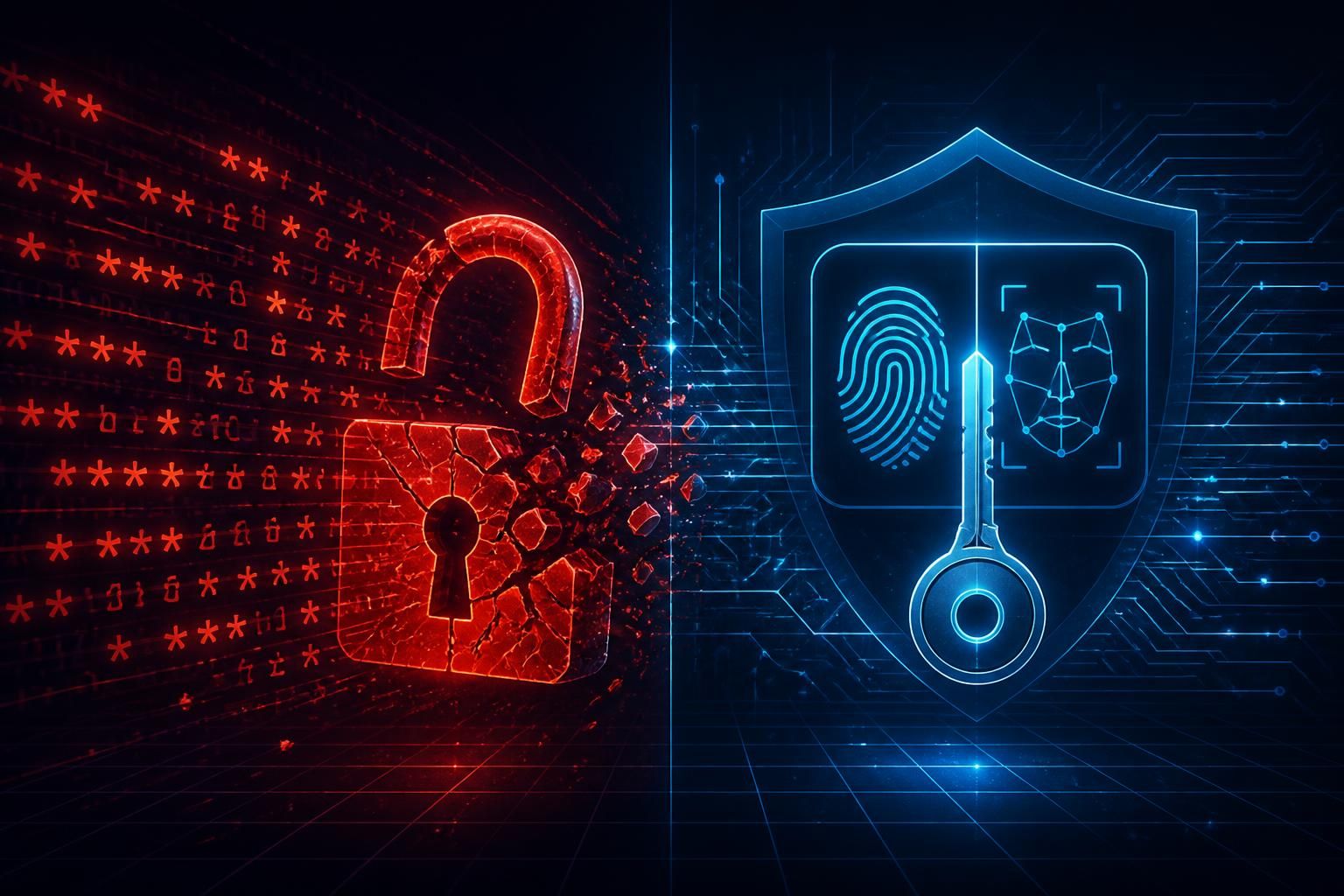 Cybrvault Identity & Access blog post illustration for "Passkeys vs Passwords: The Complete 2026 Guide (And Why Your Business Should Switch Now)"