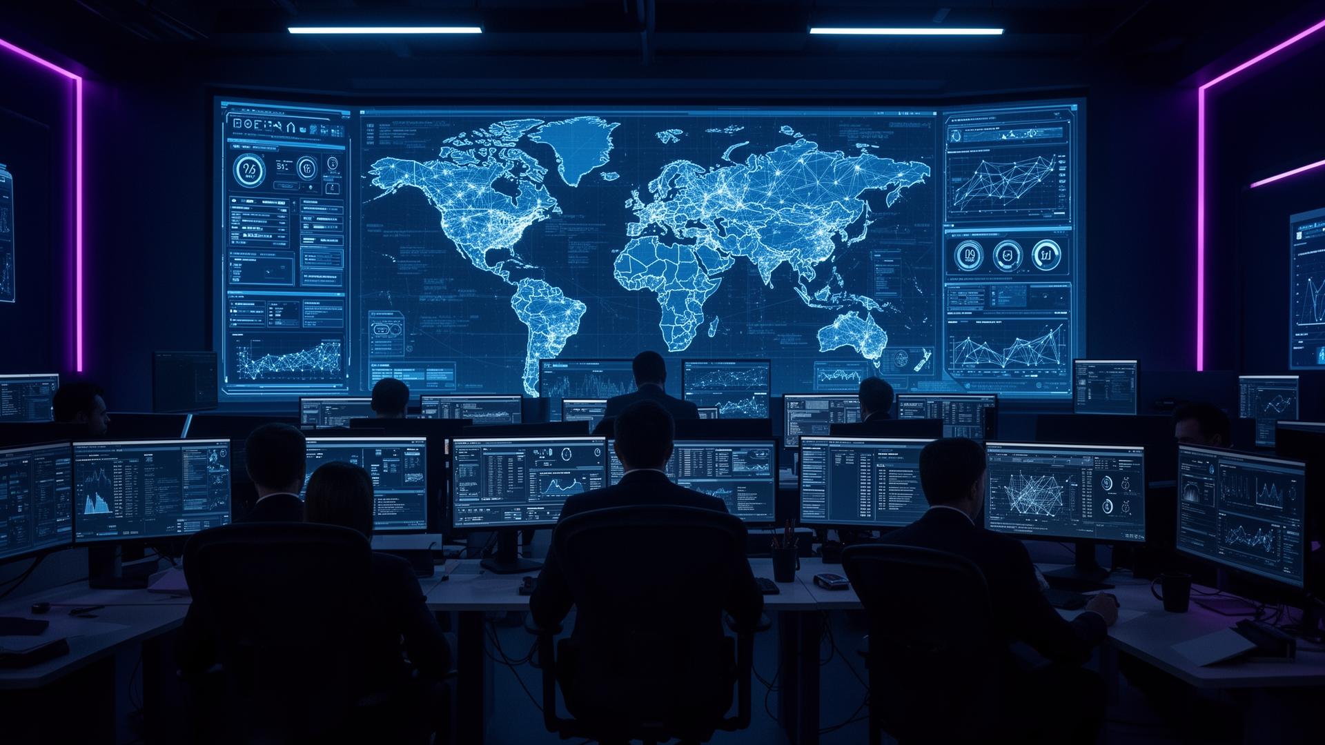 24/7 security operations center with live threat feeds