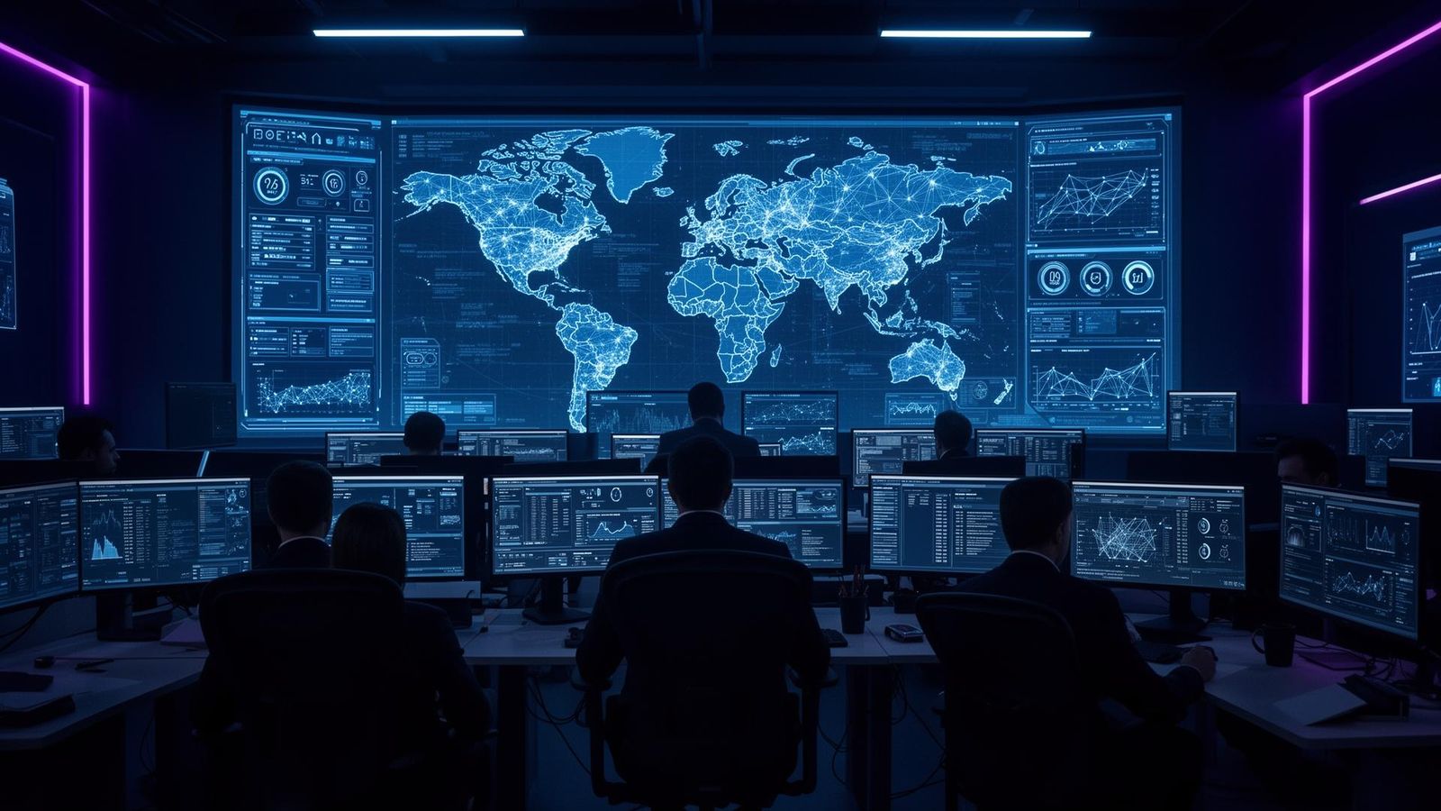 24/7 security operations center with live threat feeds